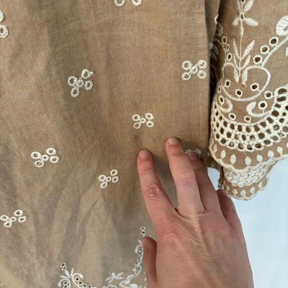 Sundance Women Royal beauty bell sleeve eyelet 3/4 sleeve dress 100% cotton sz 6 - Picture 7 of 12